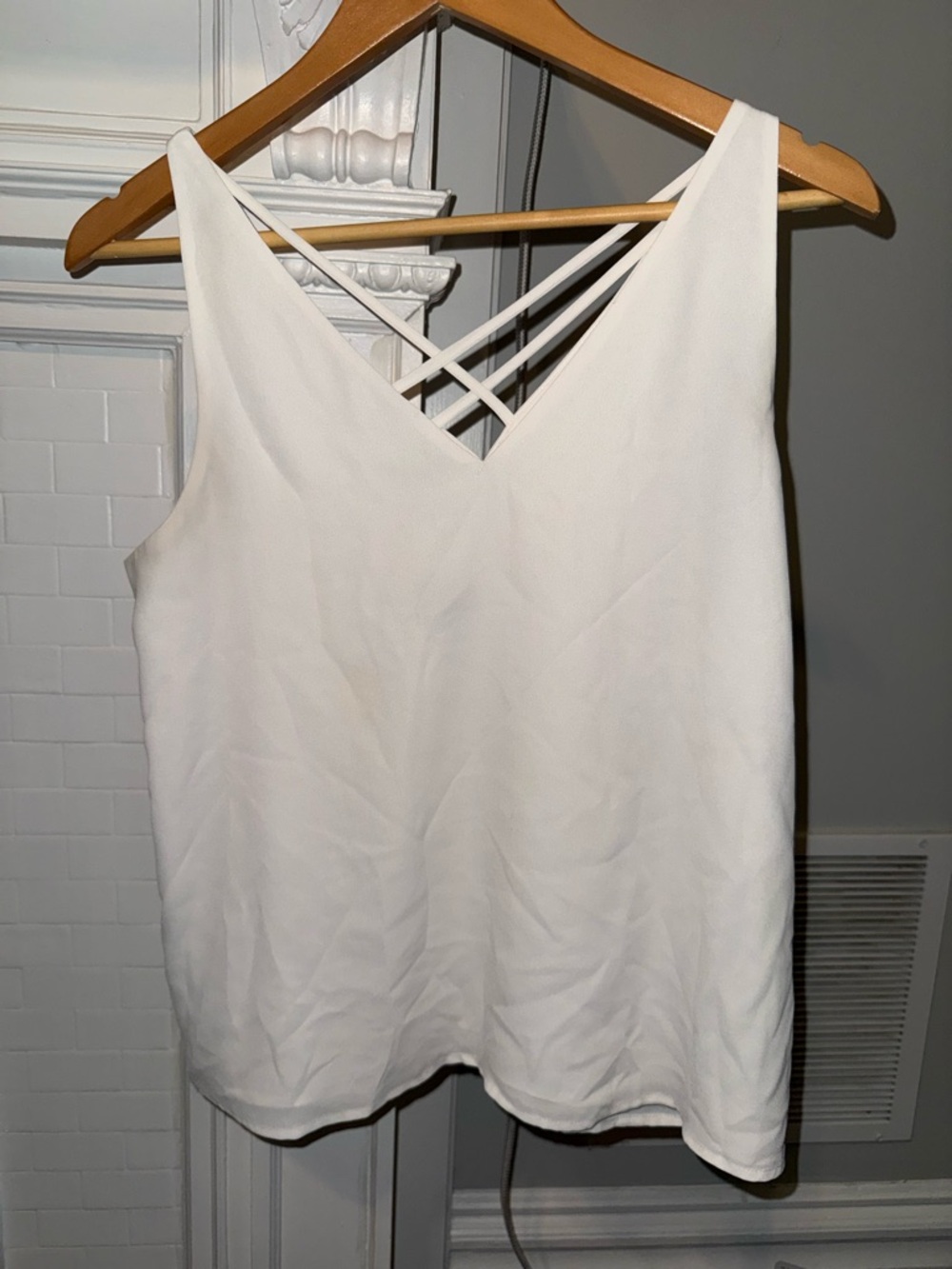 Express White Crisscross Strap V-Neck Camisole